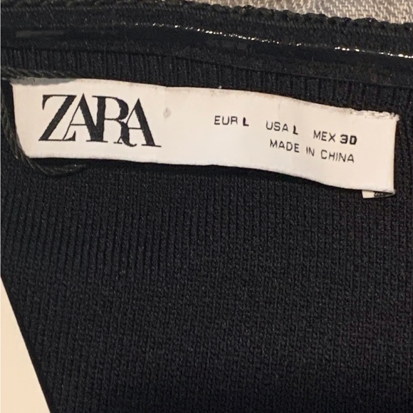 NWT Zara Black Fringe Stretch Mini Skirt Women’s Size Large Y2K Boho Glam Gatsby - Picture 6 of 9